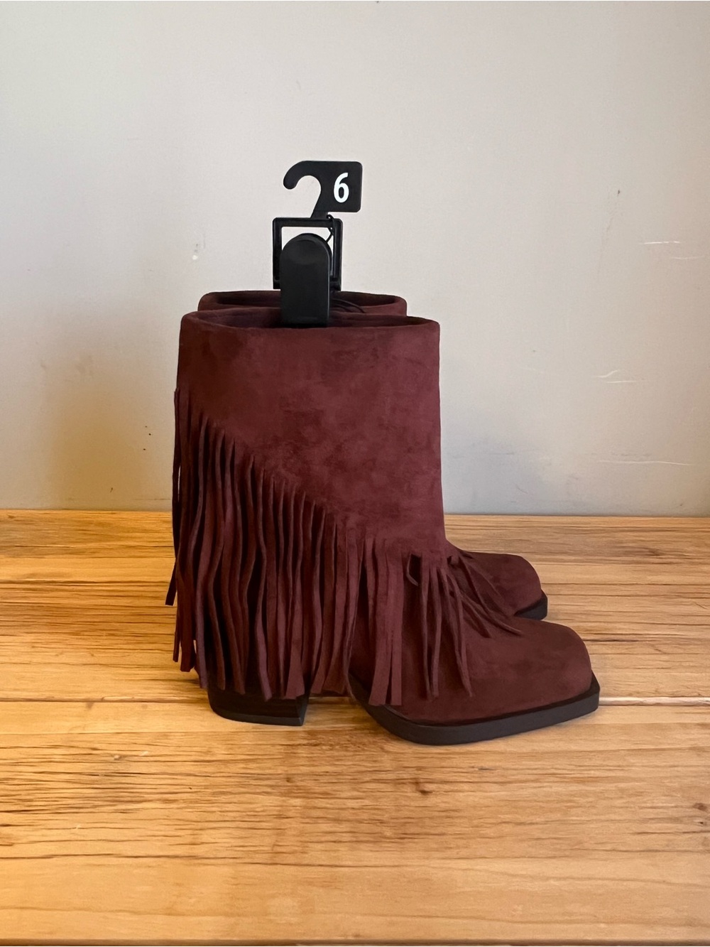 No boundaries Fringe faux Suede Ankle Boots - Chocolate